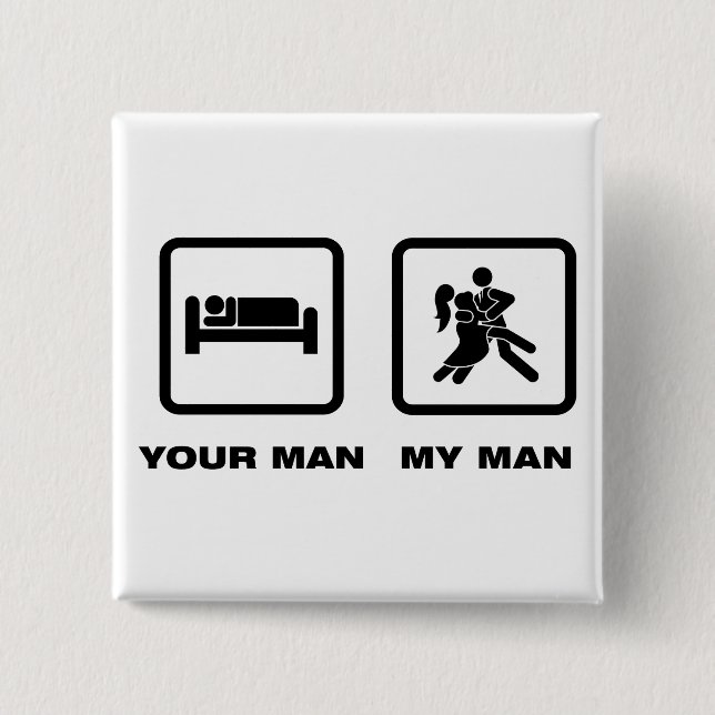 Tango Dancing 2 Inch Square Button (Front)