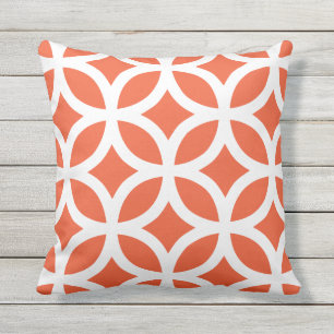 Tango Orange Geometric Pattern Outdoor Pillows