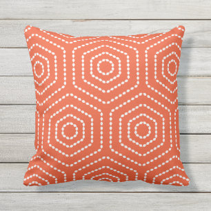 Tango Orange Geometric Pattern Outdoor Pillows