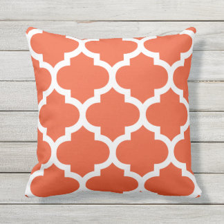 Tango Orange Moroccan Quatrefoil Outdoor Pillows