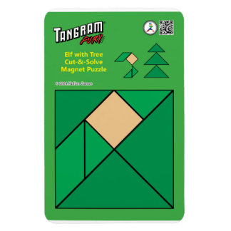 Tangram Christmas Elf Magnet - Assis près de l'arb