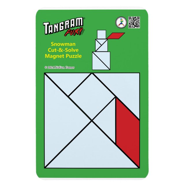 Tangram Christmas Magnet - Snowman (Vertical)