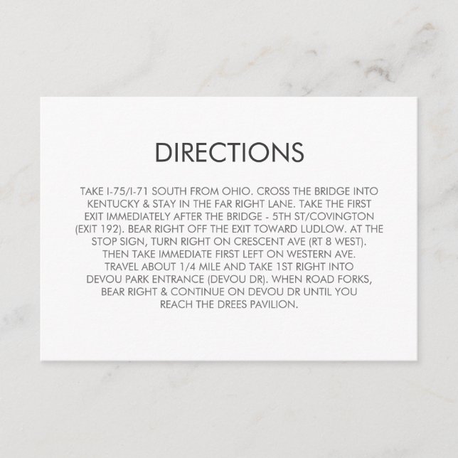 Tangram Heart Wedding Directions Card (Front)