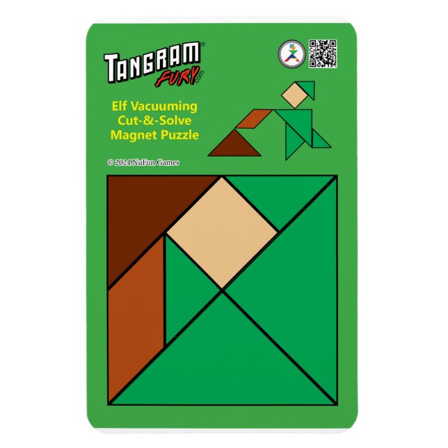 Tangram Magnet Elf Quirky - Vacuuming (Vertical)
