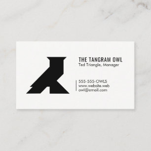Tangram Owl Black Geometric Shape Simple White Business Card