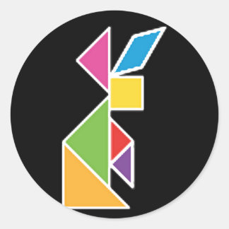 tangram rabbit coelho classic round sticker
