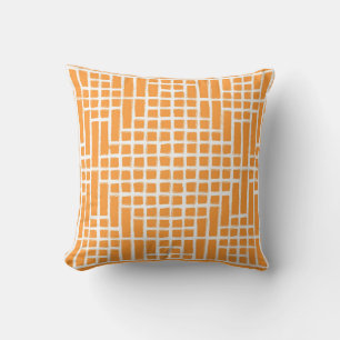 Tangy Orange Square Pattern Throw Pillow