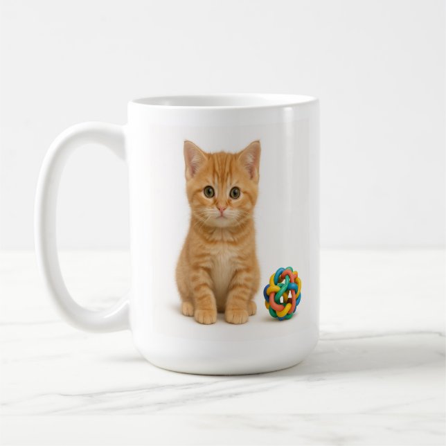 Tangy Trouble – Orange Tabby Kitten Coffee Mug (Left)