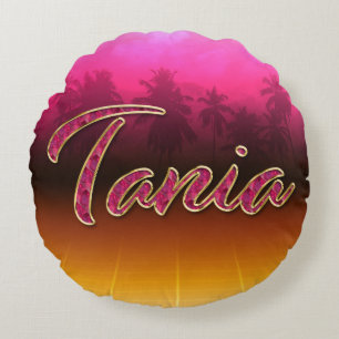 Tania Vorname Name golden pink Kissen Round Pillow