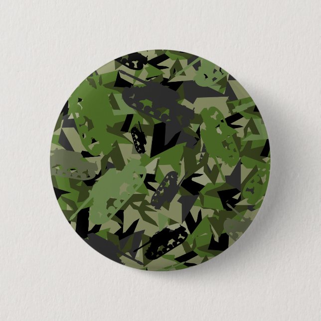 Tank Army Camouflage Badge 2 Inch Round Button (Front)