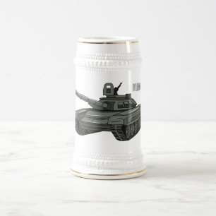 Tank cartoon illustration beer stein