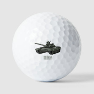 Tank cartoon illustration golf balls