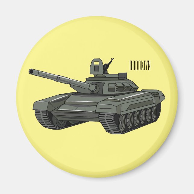 Tank cartoon illustration magnet (Front)