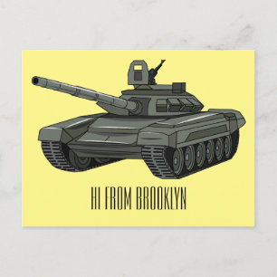 Tank cartoon illustration postcard