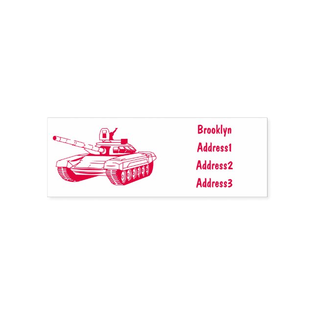 Tank cartoon illustration self-inking stamp (Design)