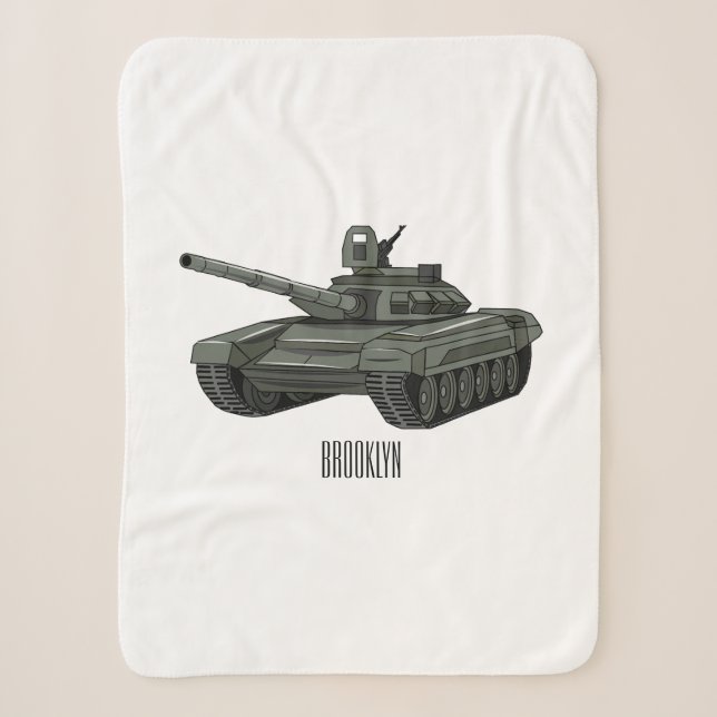 Tank cartoon illustration sherpa blanket (Front)