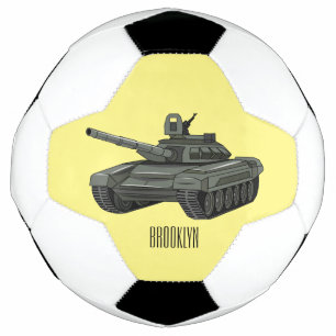 Tank cartoon illustration soccer ball