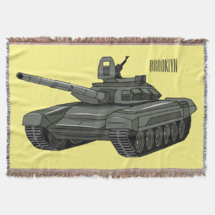 Tank cartoon illustration throw blanket