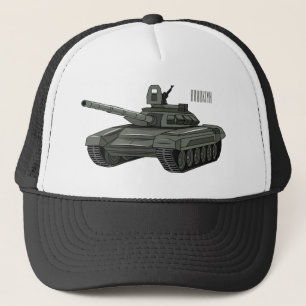Tank cartoon illustration trucker hat