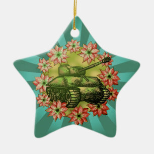 Tank Christmas Ceramic Ornament