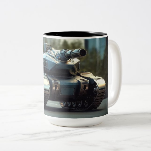 Tank from an alternate reality Two-Tone coffee mug (Front Right)