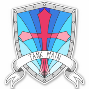 Tank Main Gamer Blue Red Cartoon Shield