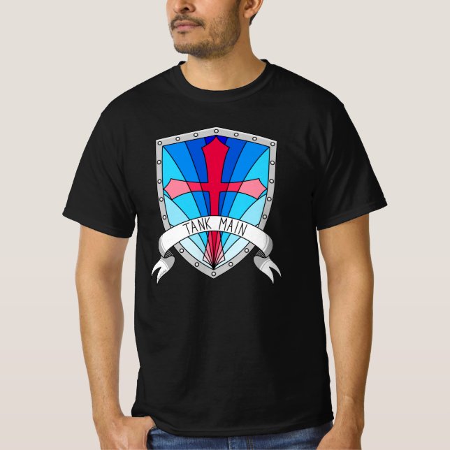 Tank Main Gamer Blue Red Cartoon Shield (Front)