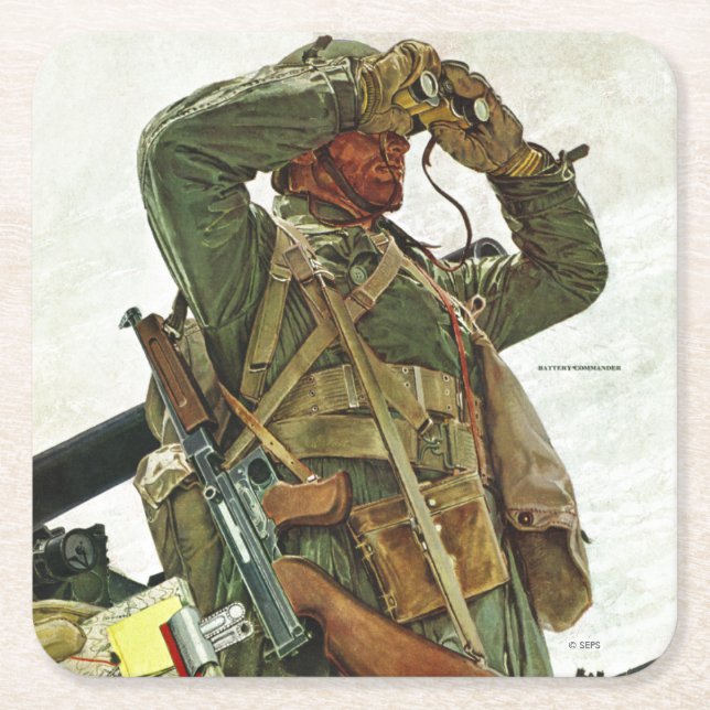 Tank Patrol Square Paper Coaster (Front)