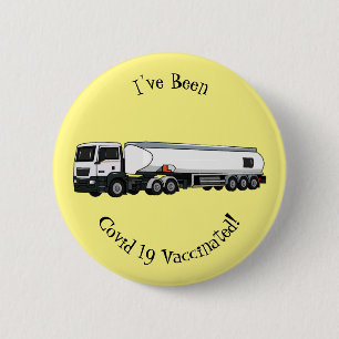 Tanker truck fuel transport cartoon illustration 2 inch round button