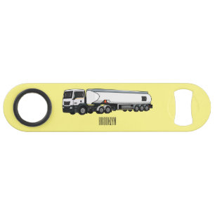 Tanker truck fuel transport cartoon illustration bar key