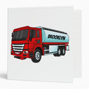 Tanker truck fuel transport cartoon illustration binder