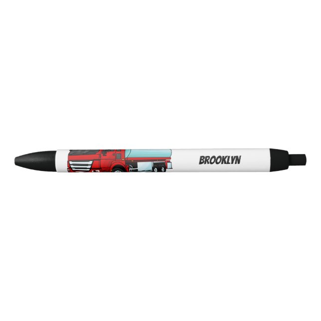 Tanker truck fuel transport cartoon illustration black ink pen (Front)