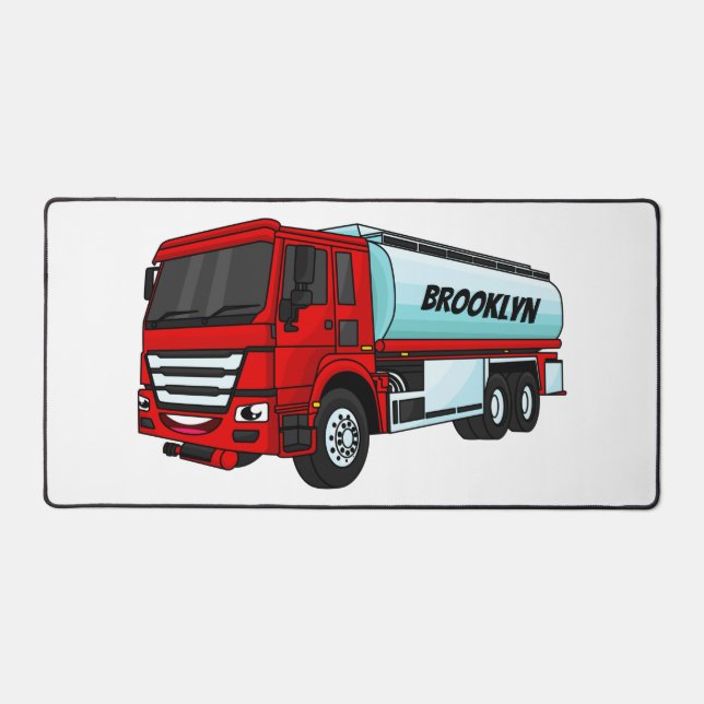 Tanker truck fuel transport cartoon illustration desk mat (Front)