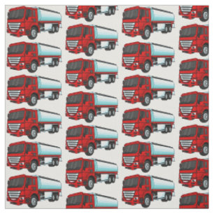 Tanker truck fuel transport cartoon illustration fabric