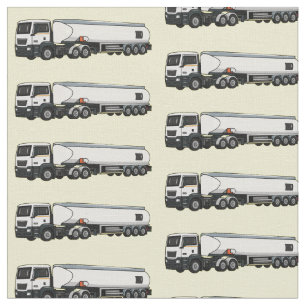 Tanker truck fuel transport cartoon illustration fabric