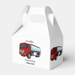 Tanker truck fuel transport cartoon illustration favor box