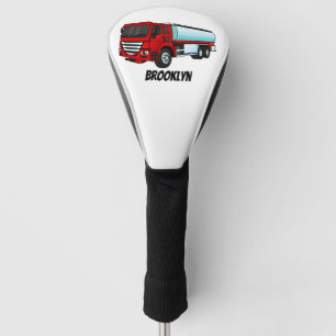 Tanker truck fuel transport cartoon illustration golf head cover