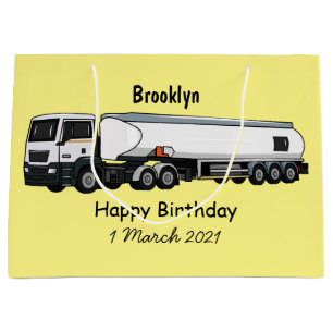 Tanker truck fuel transport cartoon illustration large gift bag