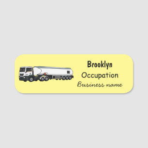 Tanker truck fuel transport cartoon illustration name tag