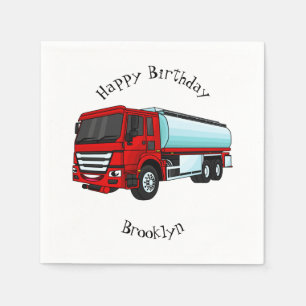 Tanker truck fuel transport cartoon illustration napkin