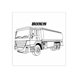 Tanker truck fuel transport cartoon illustration rubber stamp