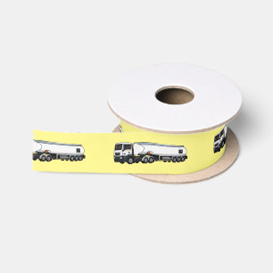 Tanker truck fuel transport cartoon illustration satin ribbon