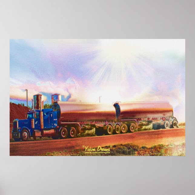 Tanker Truck Highway Driving Transport Art Poster (Front)