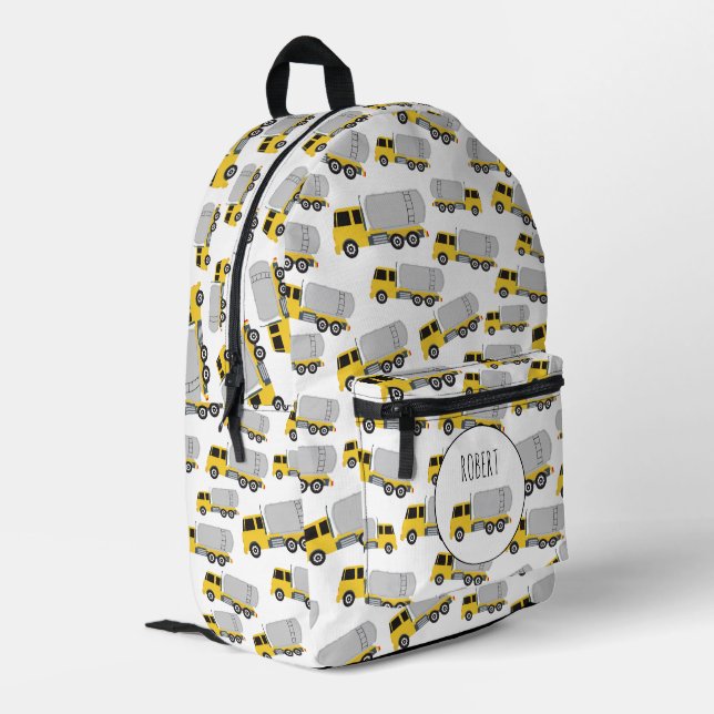 Tanker Truck Transportation Trucks Custom Name Printed Backpack (Back Corner Left)