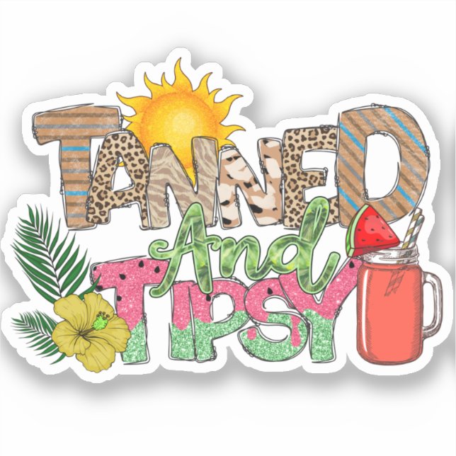 Tanned and Tipsy | Fun Summer Party Design (Front)