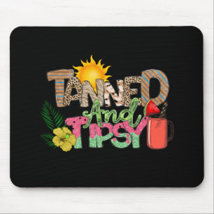 Tanned and Tipsy Fun Summer Party Design Mouse Pad