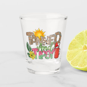Tanned and Tipsy Fun Summer Party Design Shot Glass