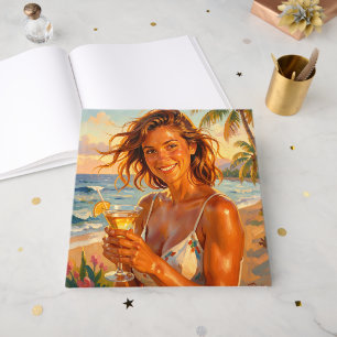Tanned and Tipsy Party Vibe Beach Glow Art Guest Book