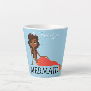 Tanned Brunette Mermaid Thunder_Cove Latte Mug