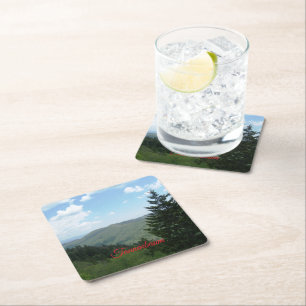 Tannenbaum Mountain Christmas Square Paper Coaster